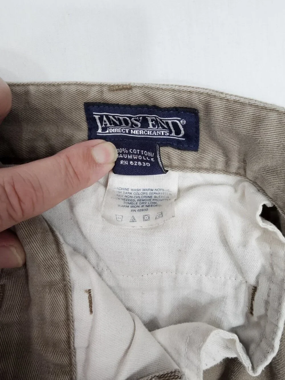Lands' End pleated front cuffed chinos in khaki size 32 waist and 27 inseam